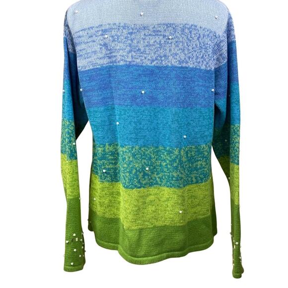 Timber Lea snowman sweater, blue/white, vintage, winter, holiday, whimsical - Picture 3 of 7